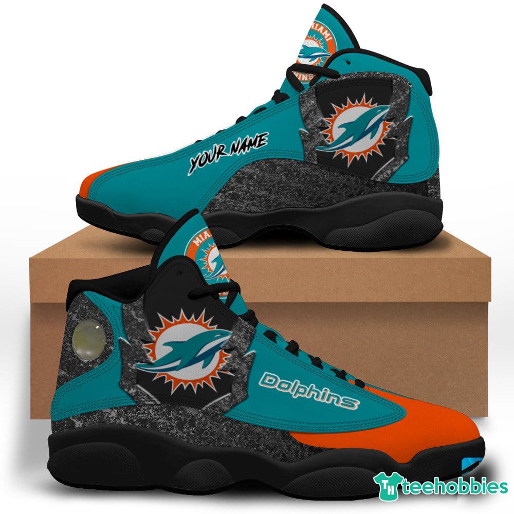 Personalized Miami Dolphins NFL football team Air Jordan 13 Sneaker Shoes •  Kybershop