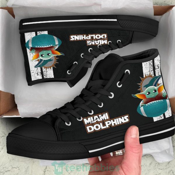 miami dolphins baby yoda high top shoes 2 DSFD1 600x600px Miami Dolphins Baby Yoda High Top Shoes