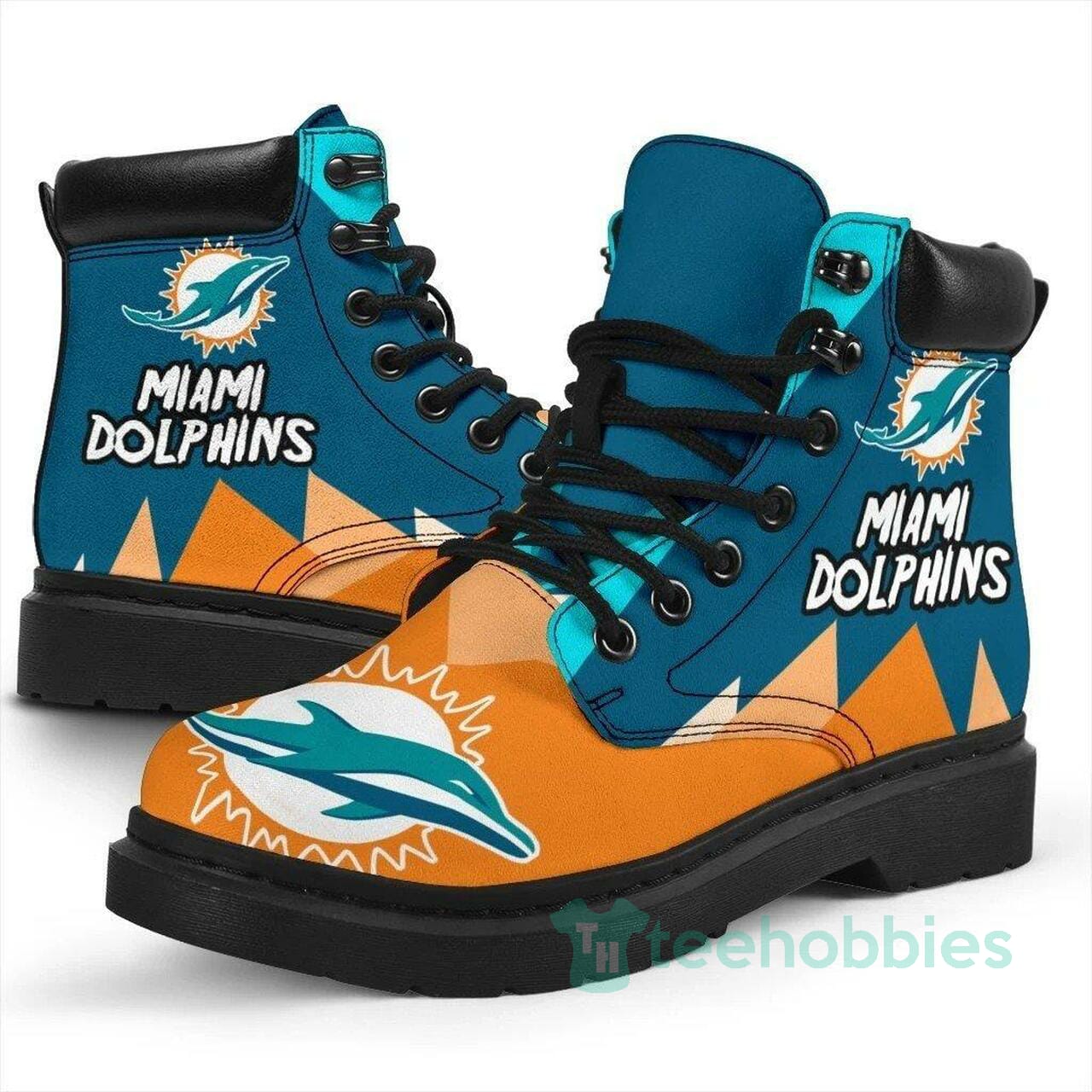 Miami Dolphins Football Leather Boots Men Women Shoes