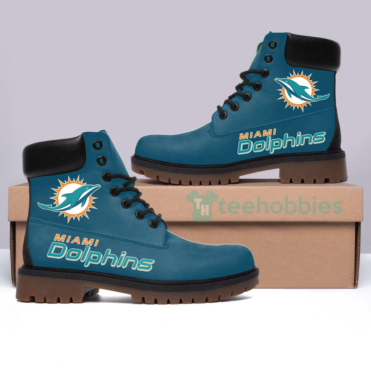 Miami Dolphins Football Winter Leather Boots