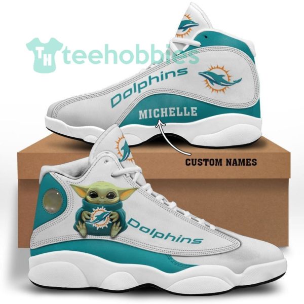 Miami Dolphins Grogu Baby Yoda Custom Name Air Jordan 13 Unisex Shoes