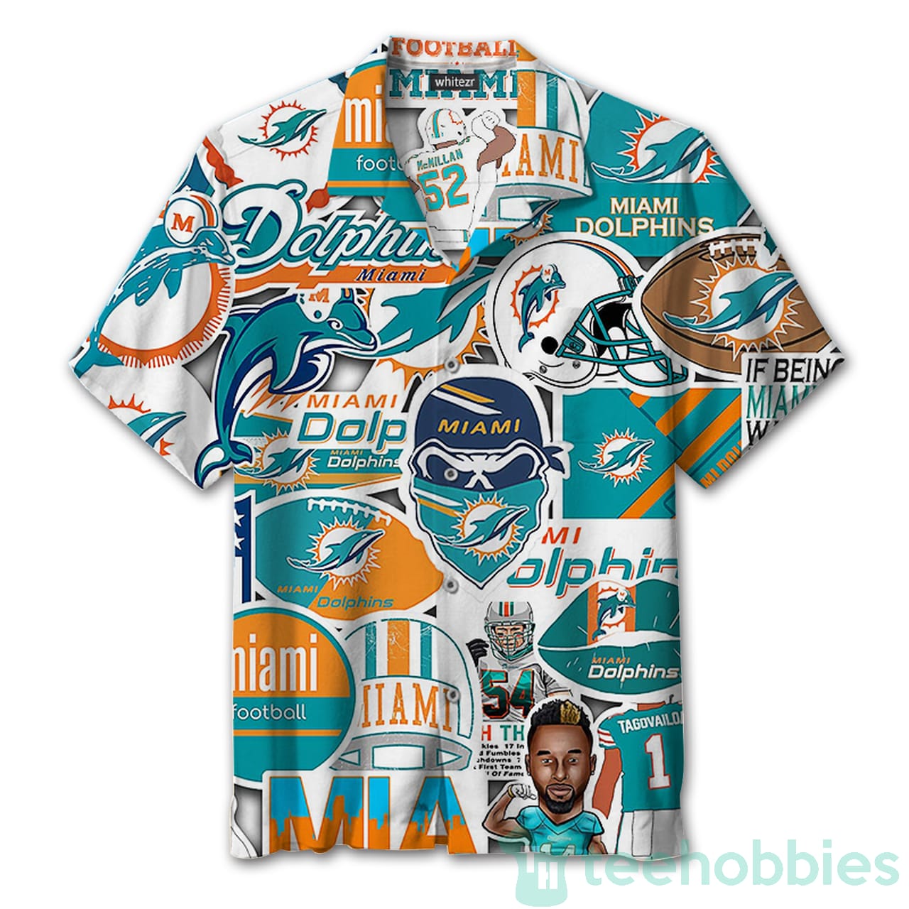 Miami Dolphins Illustration Hawaiian Shirt