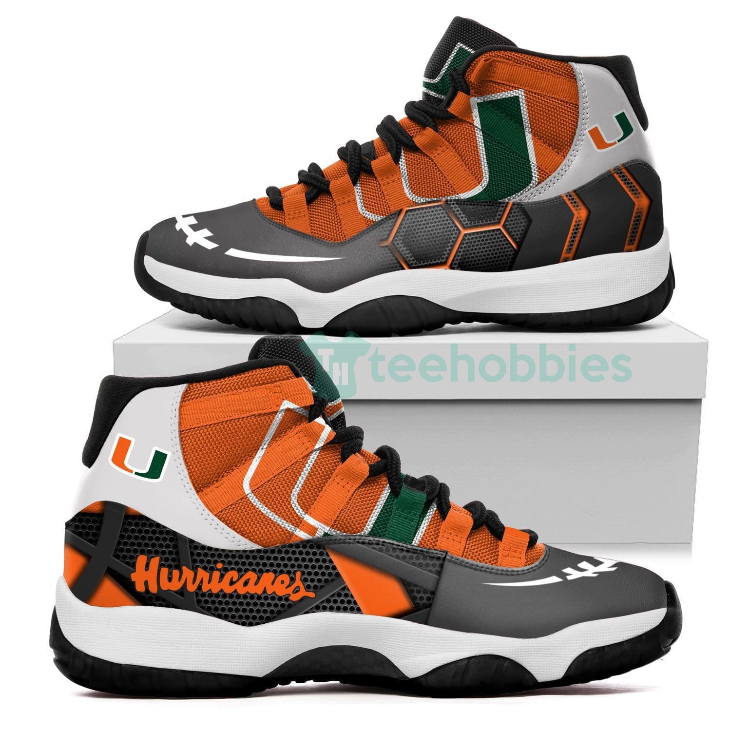 Miami Hurricanes New Air Jordan 11 Shoes Trending Product photo 1