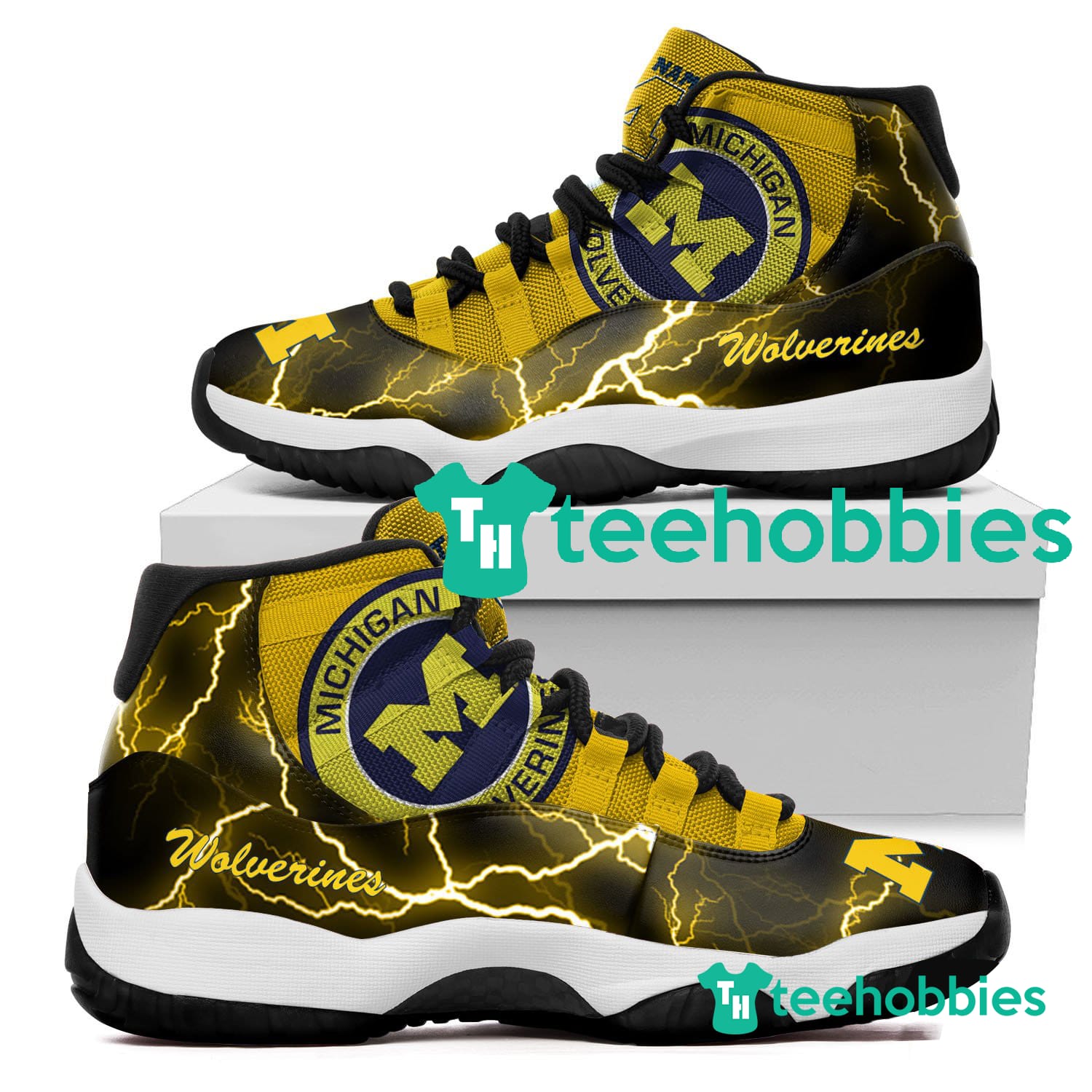 Michigan Wolverines Custom Name Air Jordan 11 Shoes Sneakers Mens Womens Personalized Gifts Product photo 1
