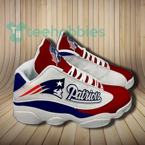 New England Patriots Red And White Air Jordan 13 Sneaker Shoes