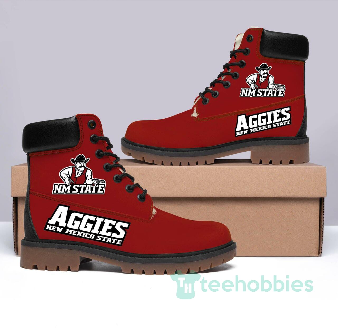 New Mexico State Aggies Football Leather Boots Men Women Shoes Product photo 1