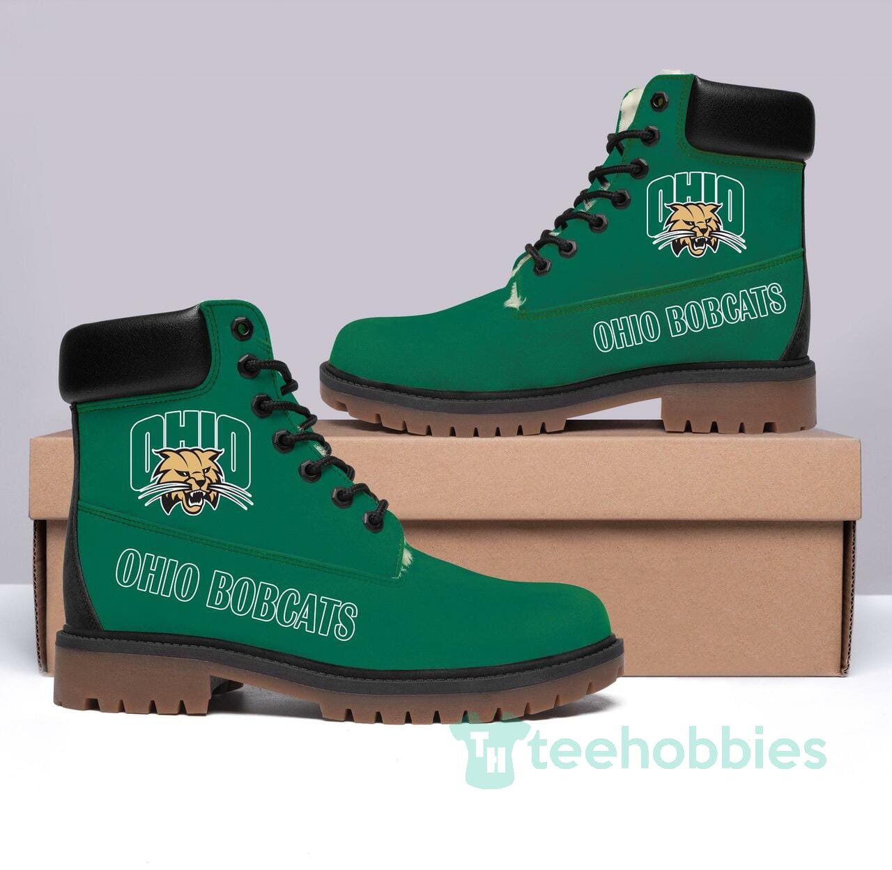 Ohio Bobcats Football Leather Boots Men Women Shoes Product photo 1