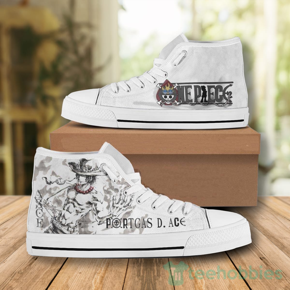 One Piece Ace Anime High Top Canvas Shoes