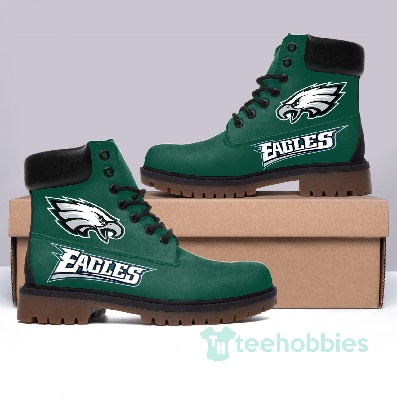 Philadelphia Eagles Football Leather Boots Men Women Shoes Product photo 1