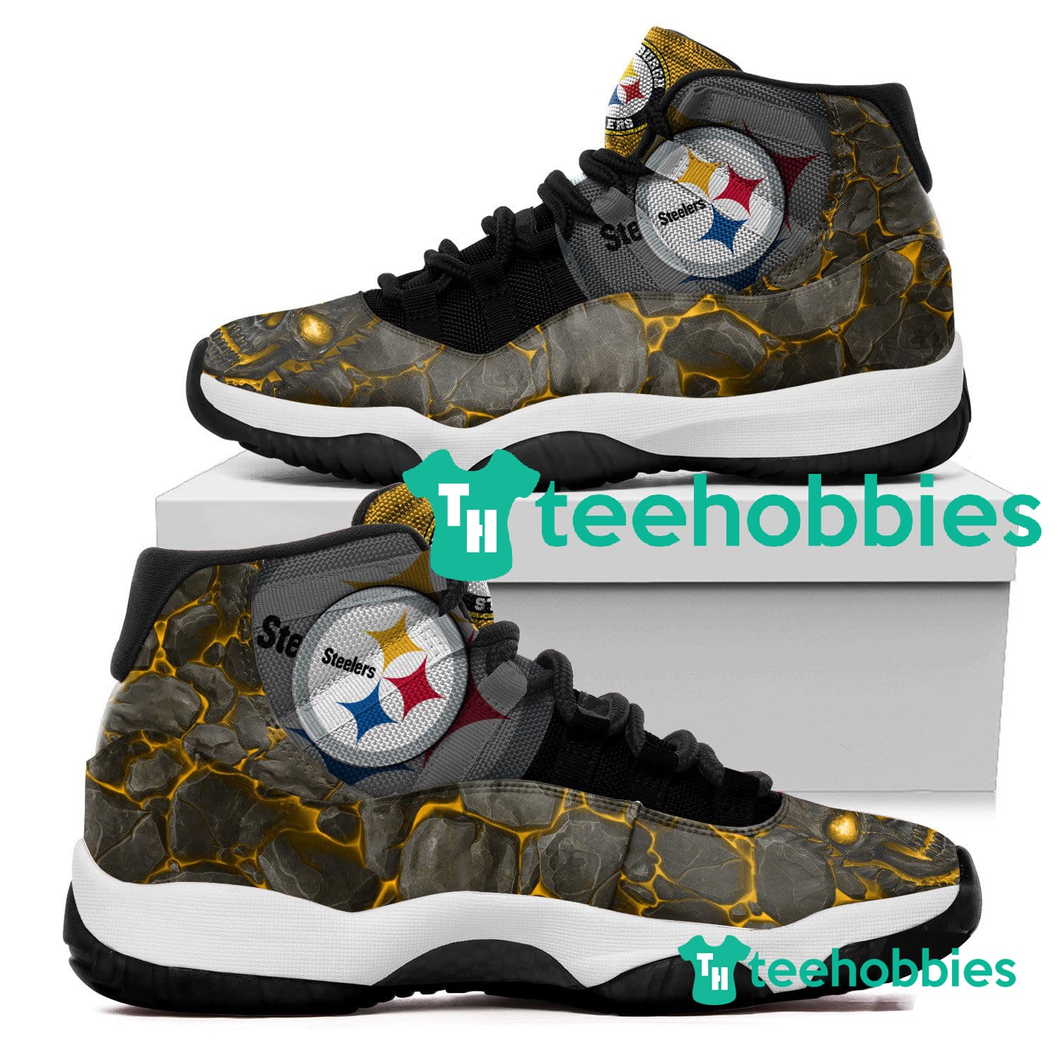 Pittsburgh Steelers Logo Lava Skull Air Jordan 11 Sneakers Shoes