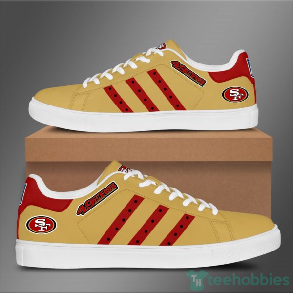 san francisco 49ers red striped yellow low top skate shoes 1 pe30O 600x600px San Francisco 49Ers Red Striped Yellow Low Top Skate Shoes