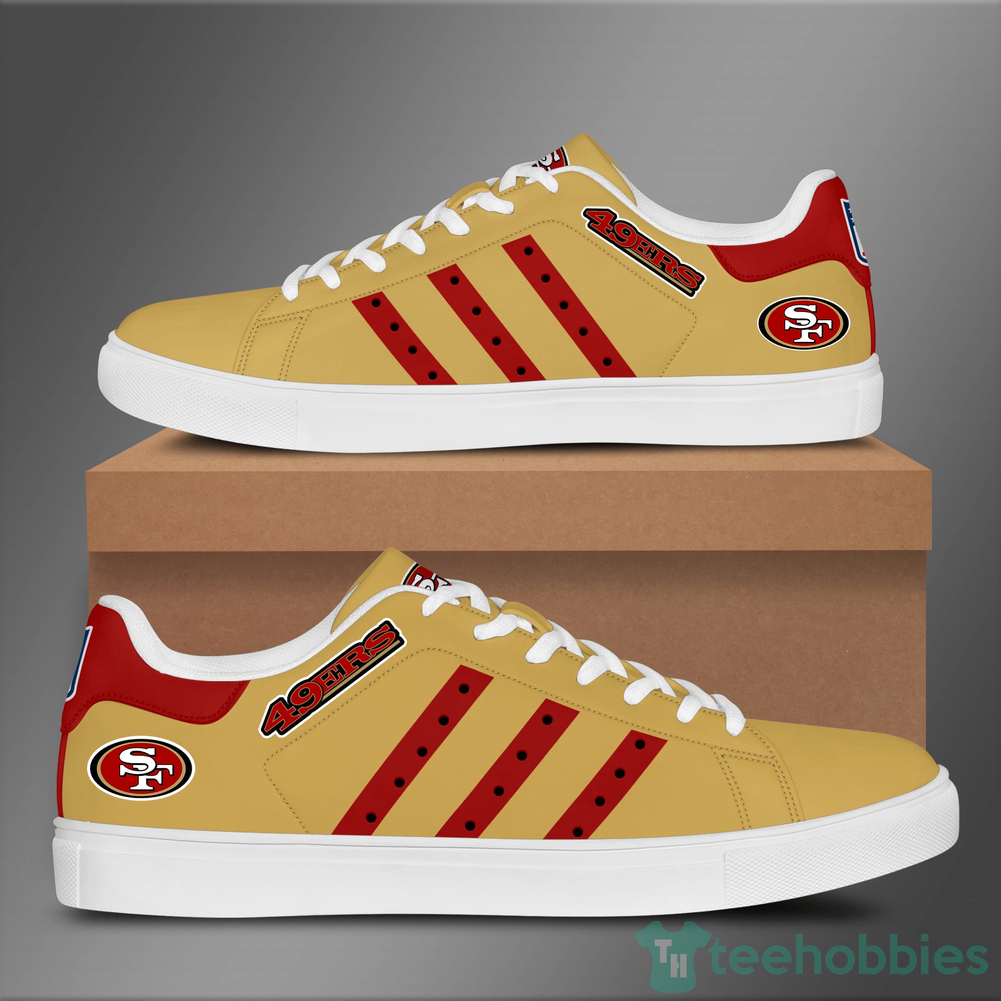 San Francisco 49Ers Red Striped Yellow Low Top Skate Shoes