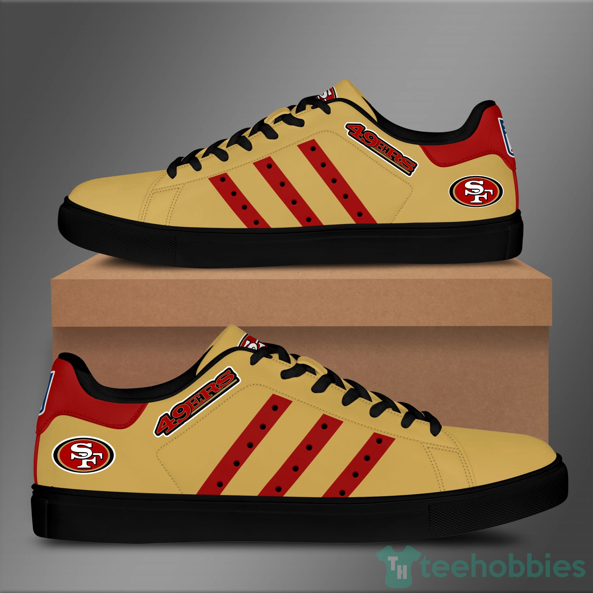 San Francisco 49Ers Red Striped Yellow Low Top Skate Shoes Product photo 2