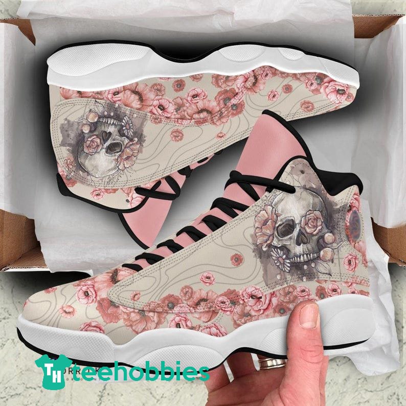 Skull And Flower Air Jordan 13 Sneaker Shoes