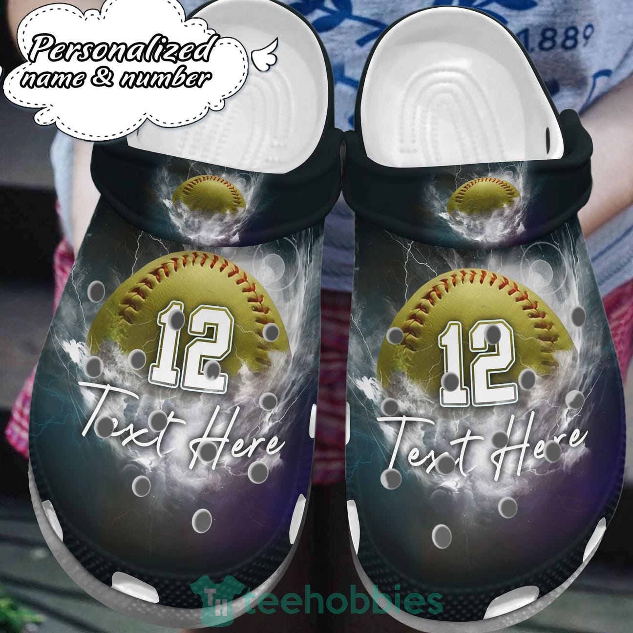 Personalized Softball Clog Shoes Thunder