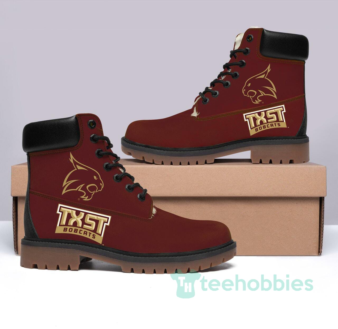 Texas State Bobcats Football Leather Boots Men Women Shoes Product photo 1