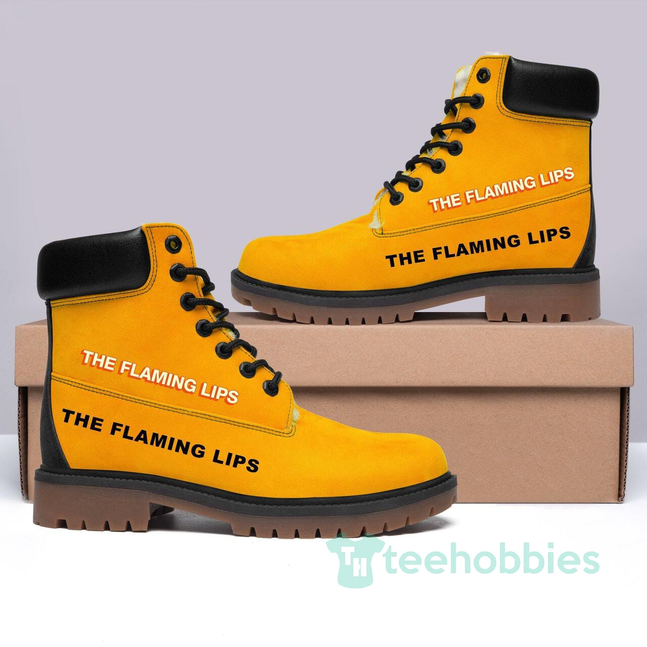 The Flaming Lips Rock Band Leather Boots Men Women Shoes Product photo 1