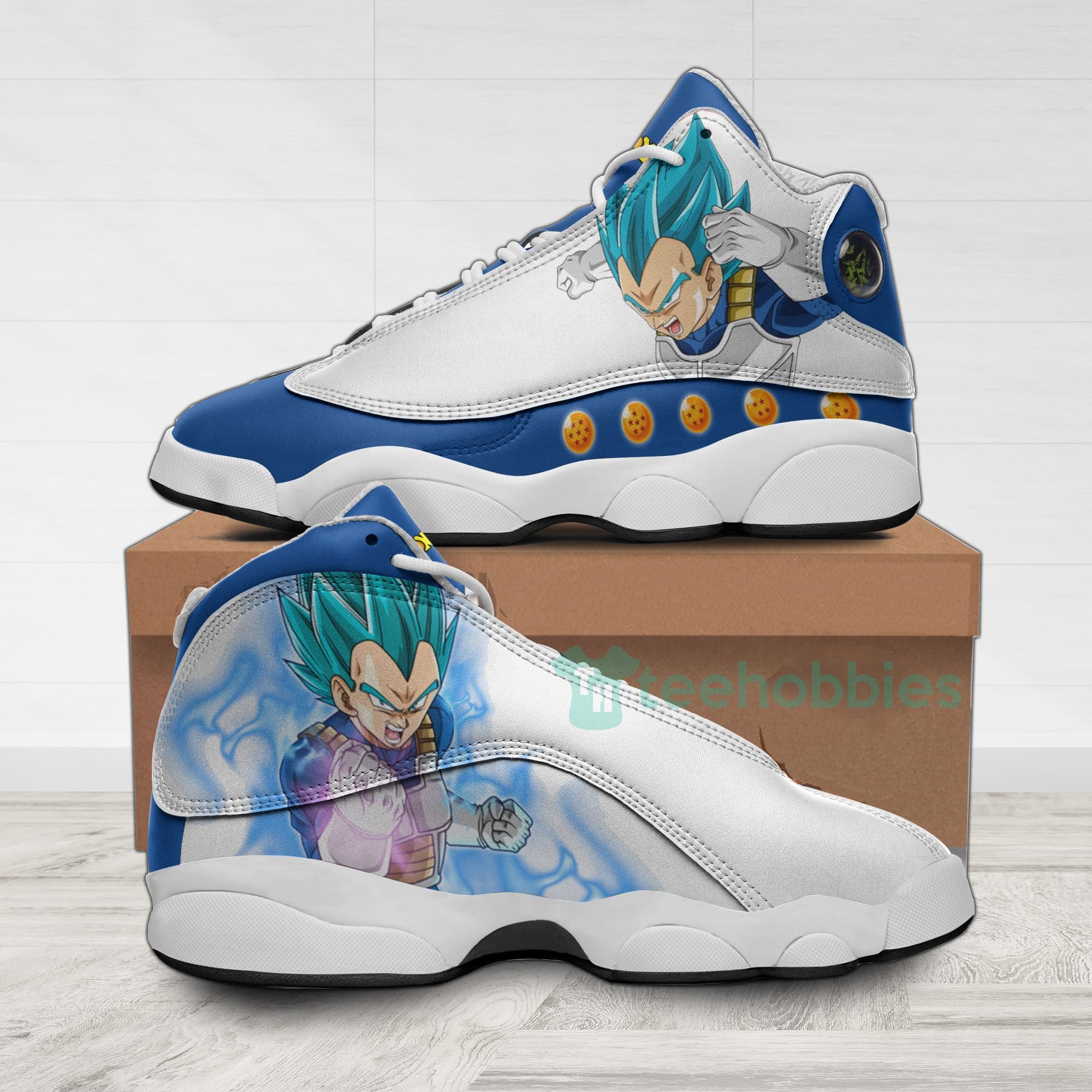 Vegeta Dragon Ball Custom Super Saiyan Blue Anime Air Jordan 13 Shoes