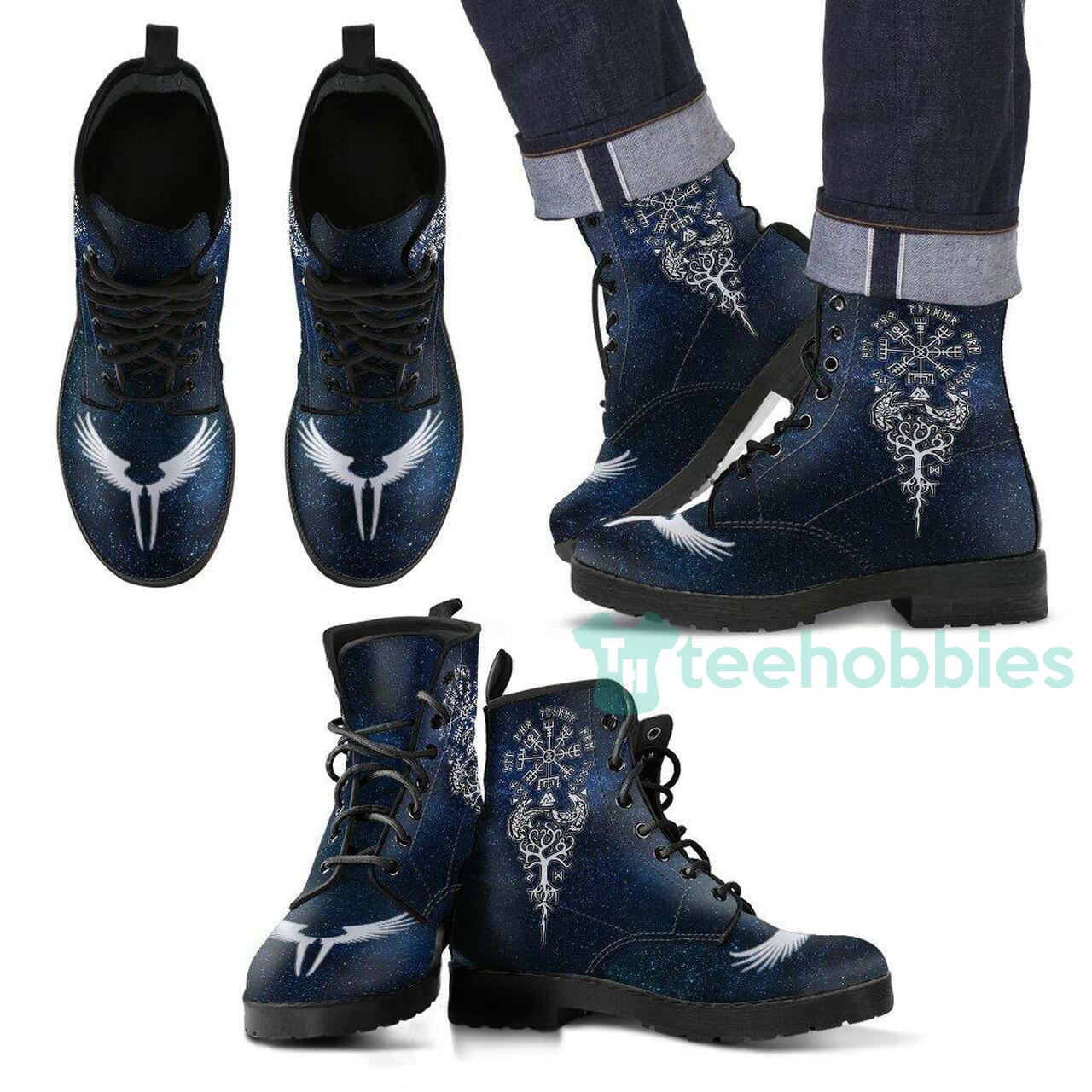 Viking Leather Boots Vegvisir In Night Shoes