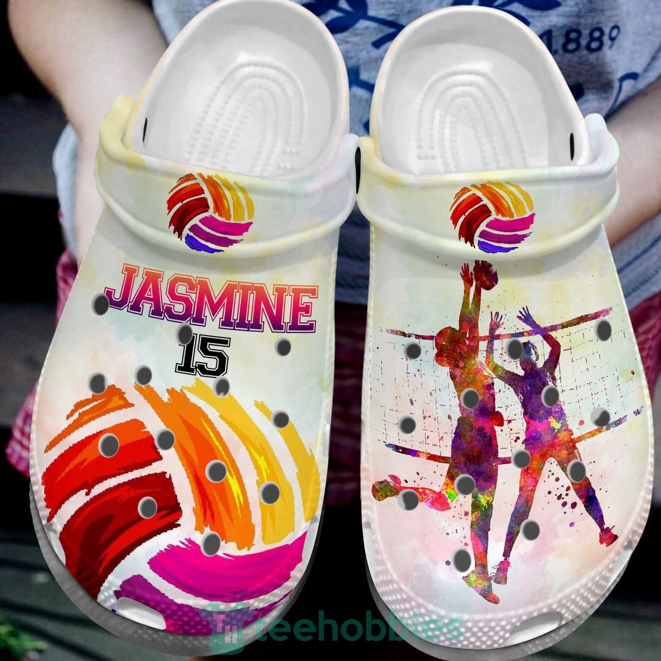 Personalized Name Number Volleyball Clog Shoes Play Volleyball Vq