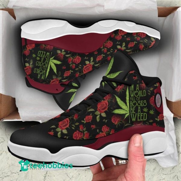 Weed Leaf And Red Roses Pattern Air Jordan 13 Sneaker Shoes
