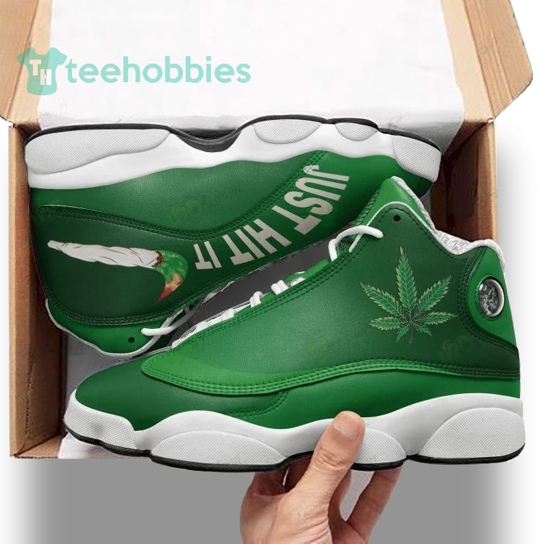 Weed Leaf Just Hit It Green Air Jordan 13 Sneaker Shoes Product photo 1