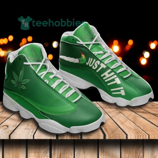 Weed Leaf Just Hit It Green Air Jordan 13 Sneaker Shoes