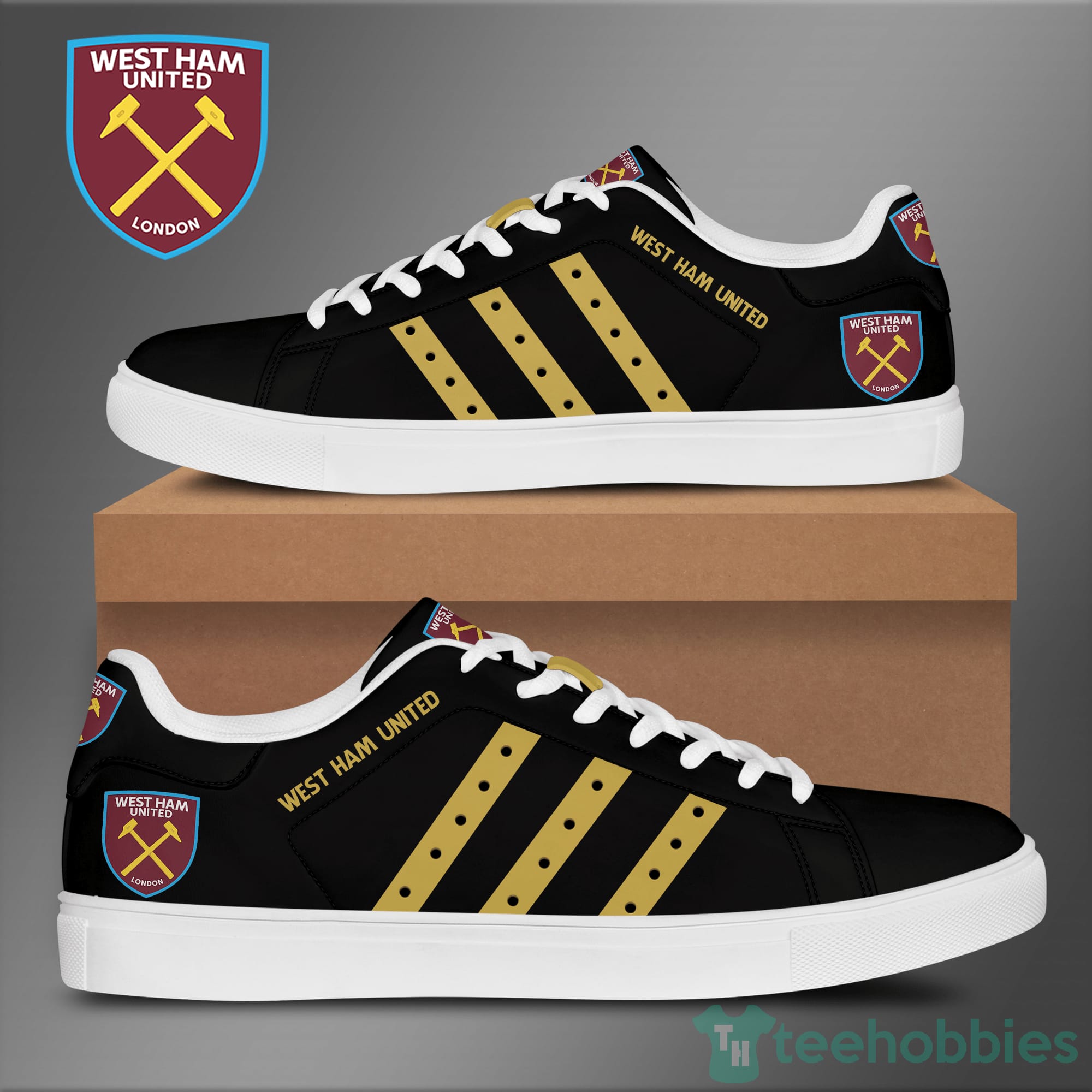 West Ham United Leather Black Low Top Skate Shoes Product photo 1
