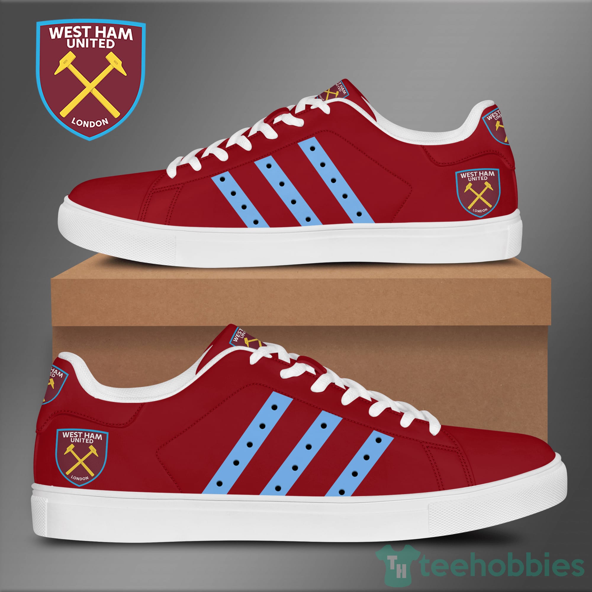 West Ham United Leather Cardinal Low Top Skate Shoes Product photo 1