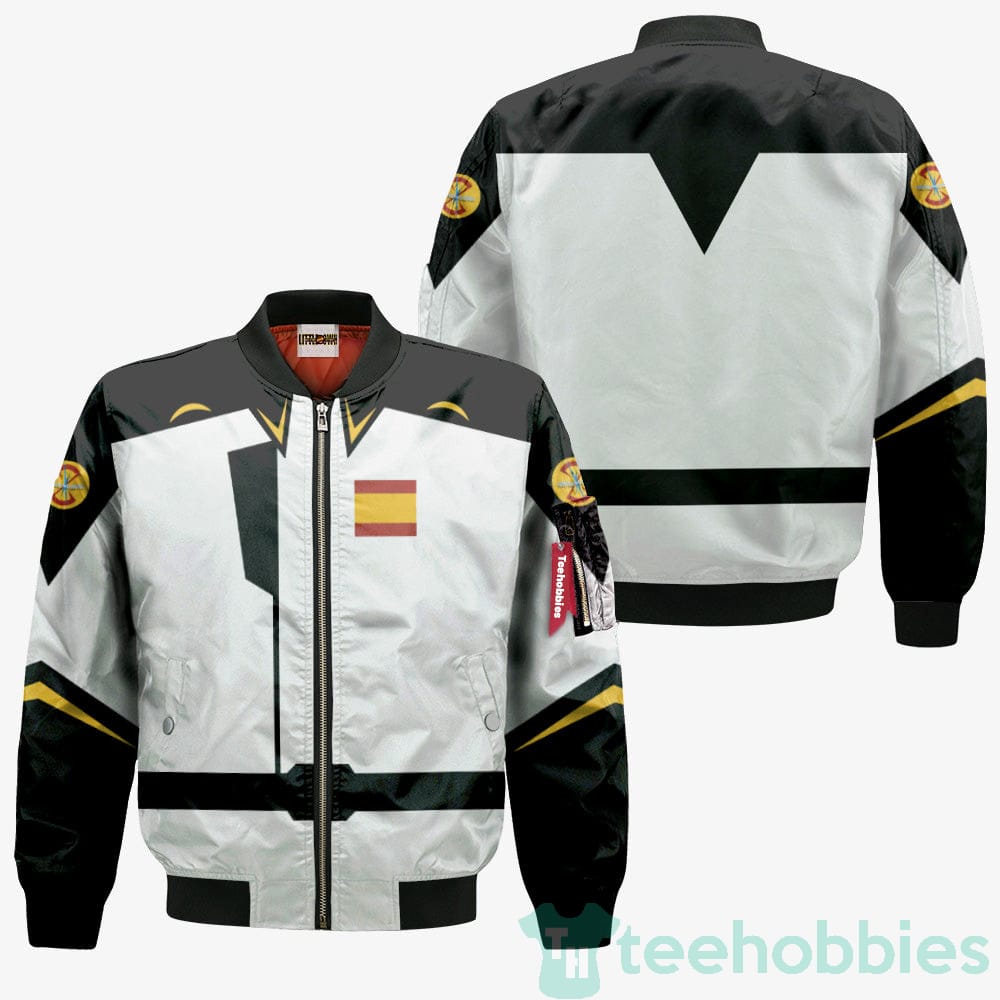 Zaft Custom Gundam Uniform White Gold Trim Cosplay Bomber Jacket Product photo 2