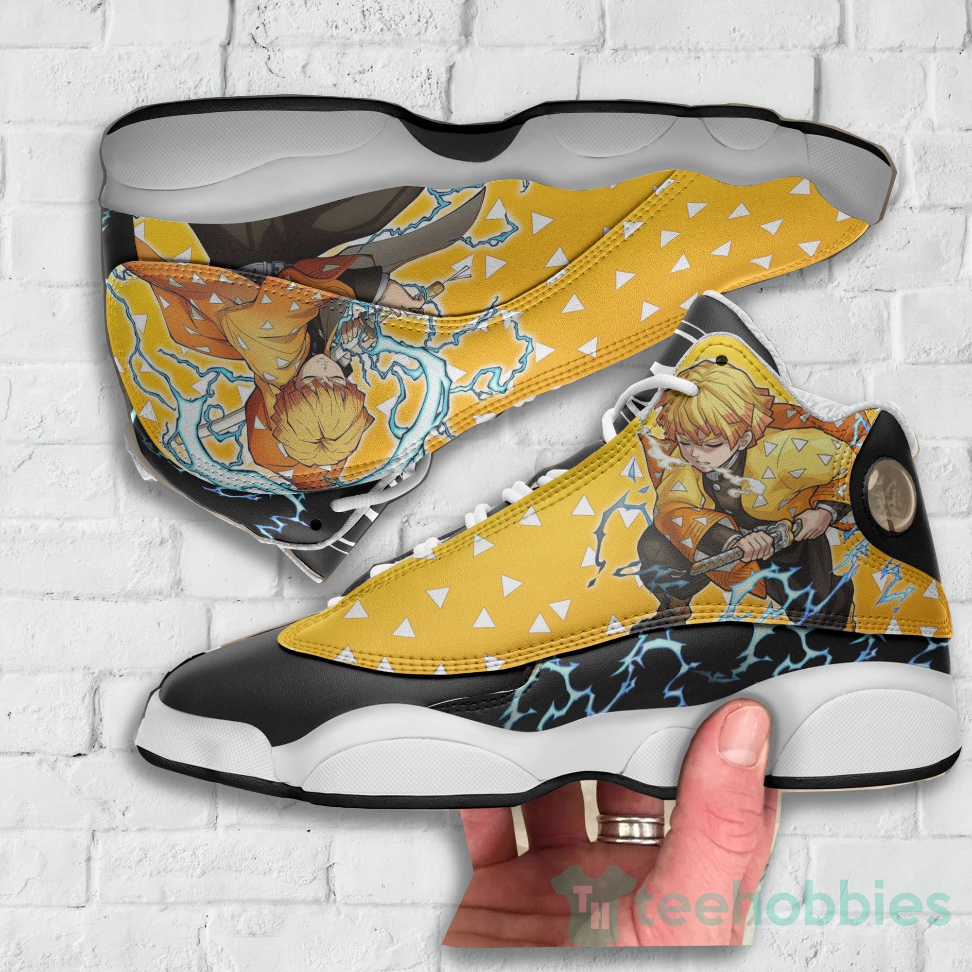 Zenitsu Agatsuma Custom KNY Anime Air Jordan 13 Shoes Product photo 2