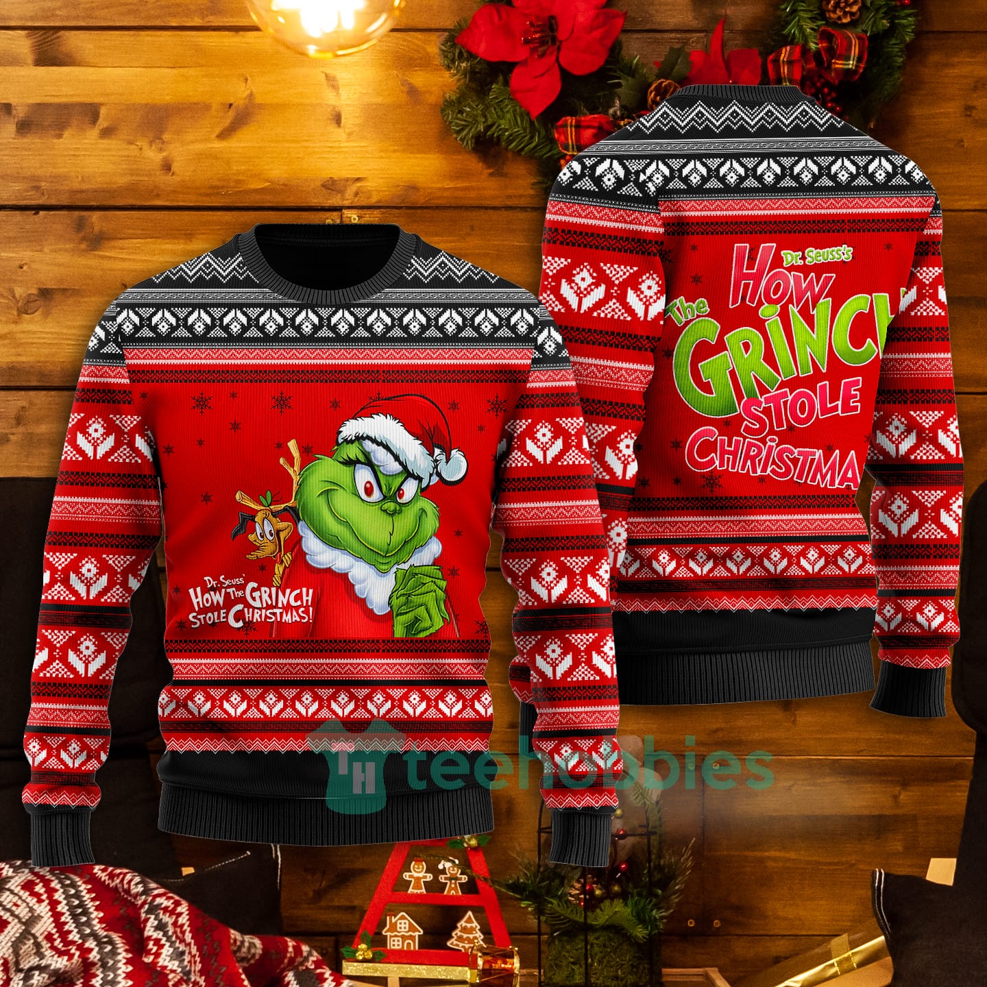 All Over Printed How Grinch Stole Red Christmas Sweater Product photo 1