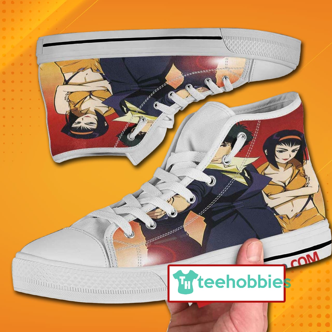 Anime Cowboy Bebop Faye Valentine And Spike Spiegel High Top Canvas Shoes Product photo 1