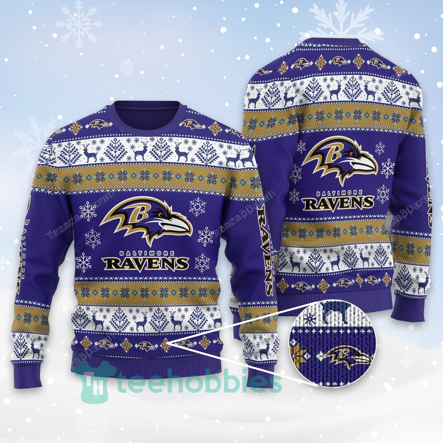 Baltimore Ravens Fans All Over Printed Christmas Sweater Product photo 1