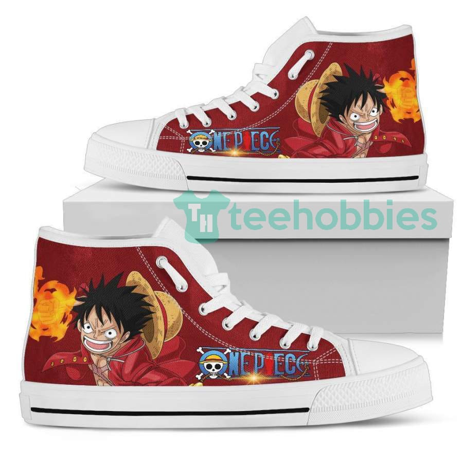 Custom One Piece Anime Fans Fans Luffy Straw Hat In Red High Top Shoes