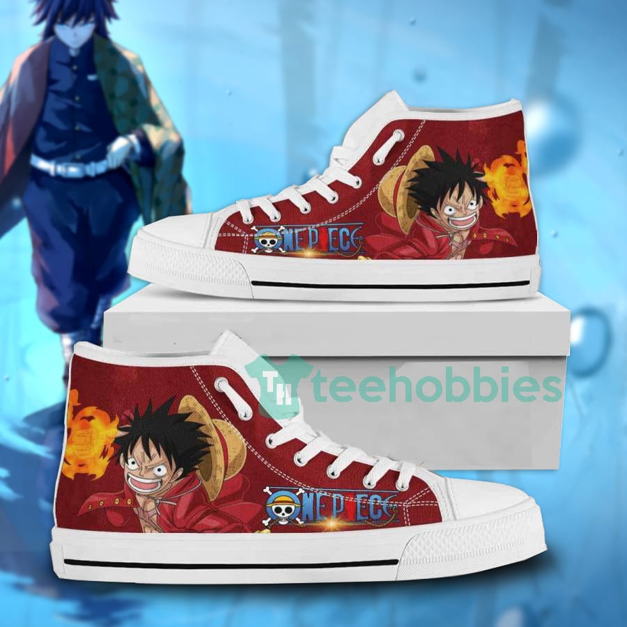 Custom One Piece Anime Fans Luffy Straw Hat In Red High Top Shoes
