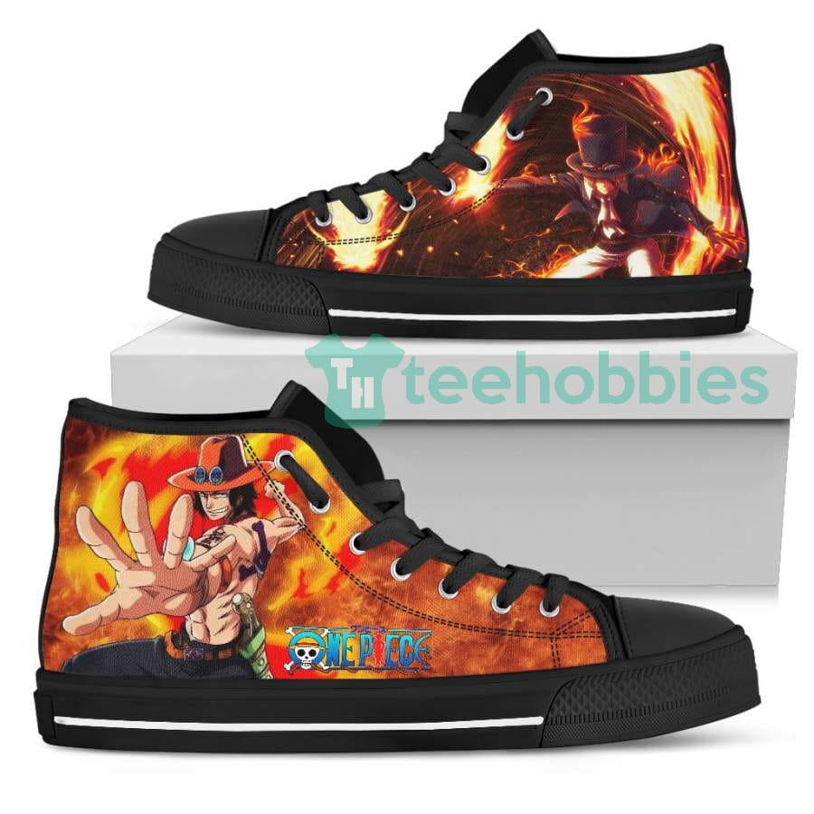 Custom One Piece Anime Fans Monkey D. Luffy With Fire High Top Shoes