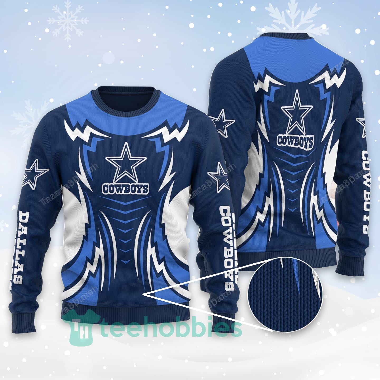 Dallas Cowboys All Over Printed Blue Christmas Sweater
