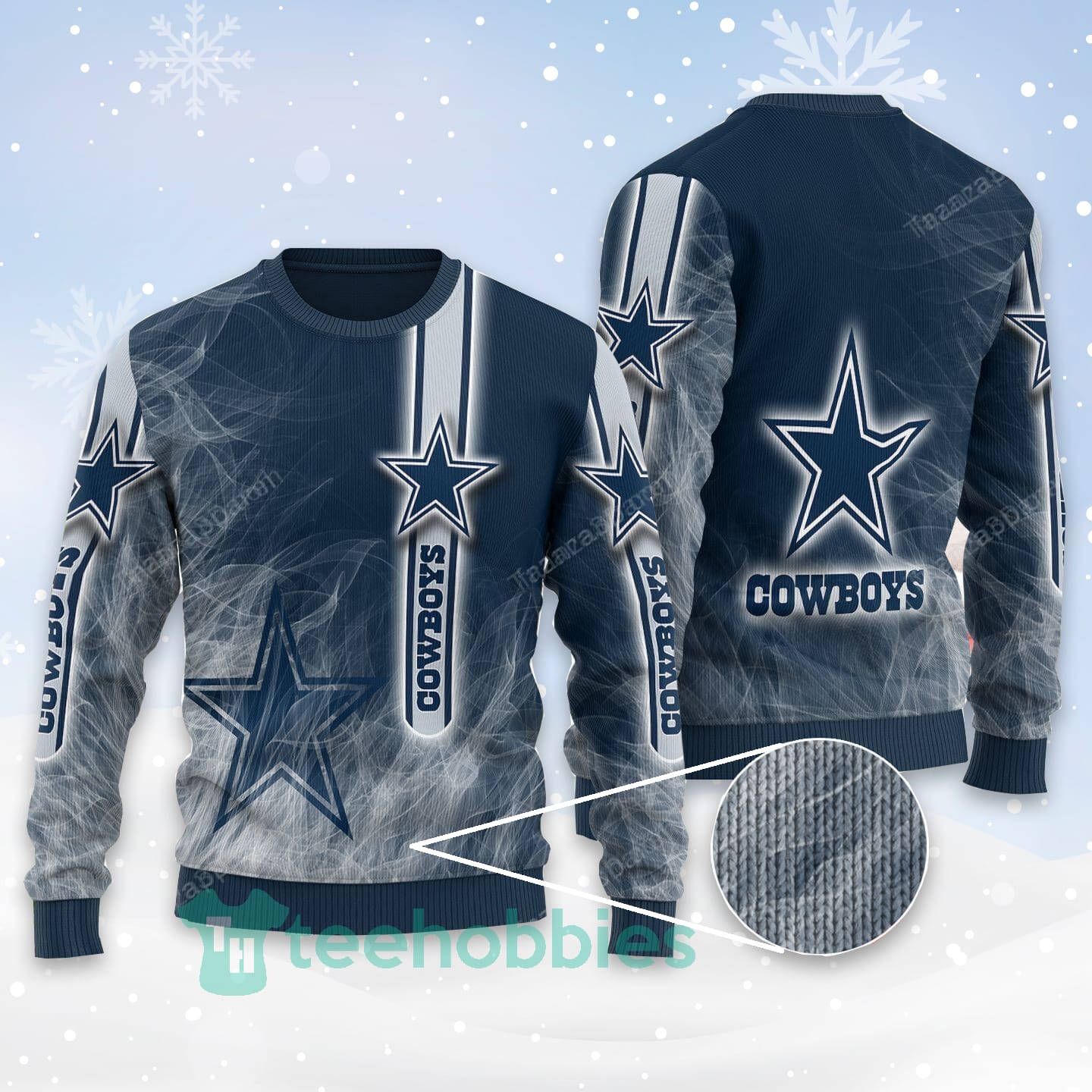 Dallas Cowboys All Over Printed Navy Christmas Sweater