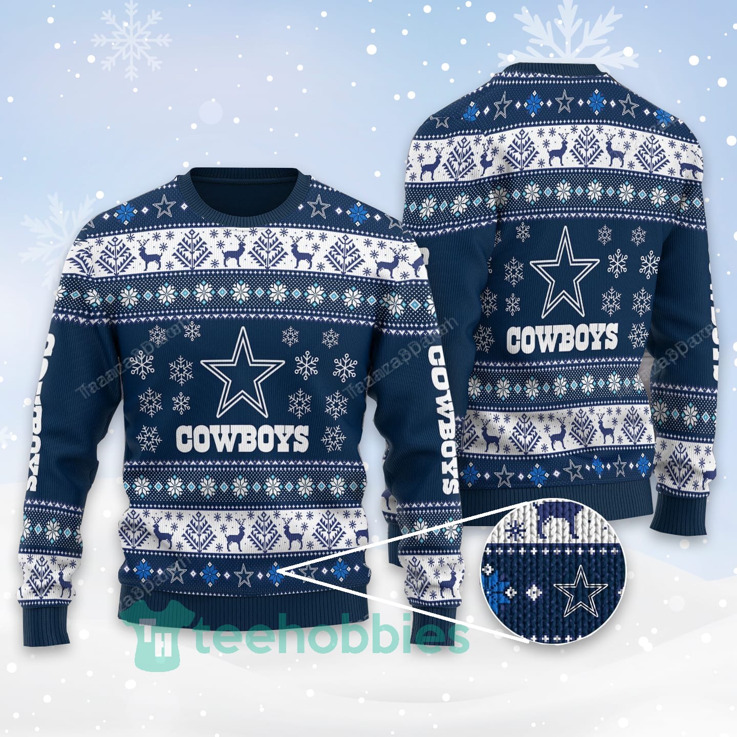 Dallas Cowboys All Over Printed Reindeer Christmas Sweater