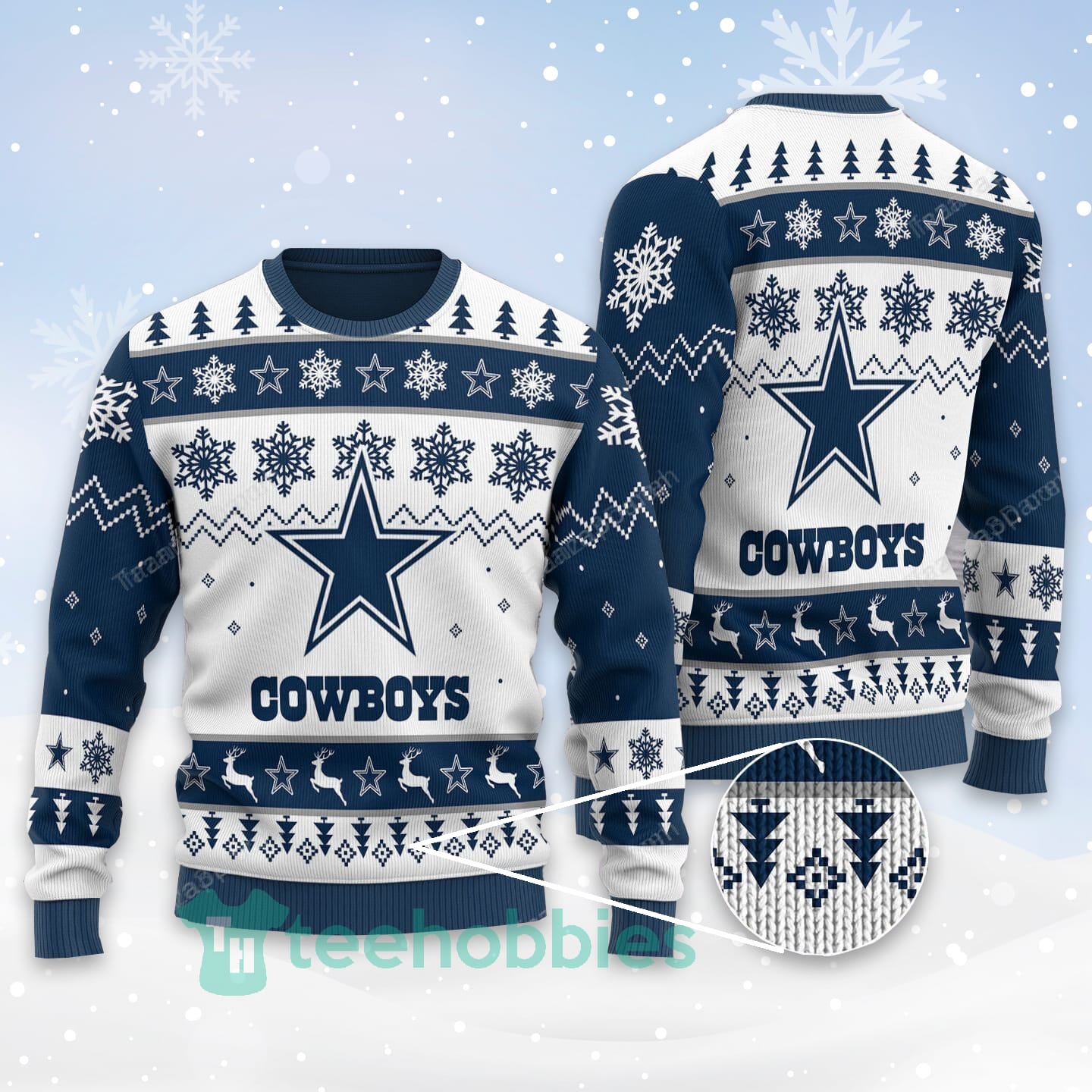 Dallas Cowboys All Over Printed White Christmas Sweater