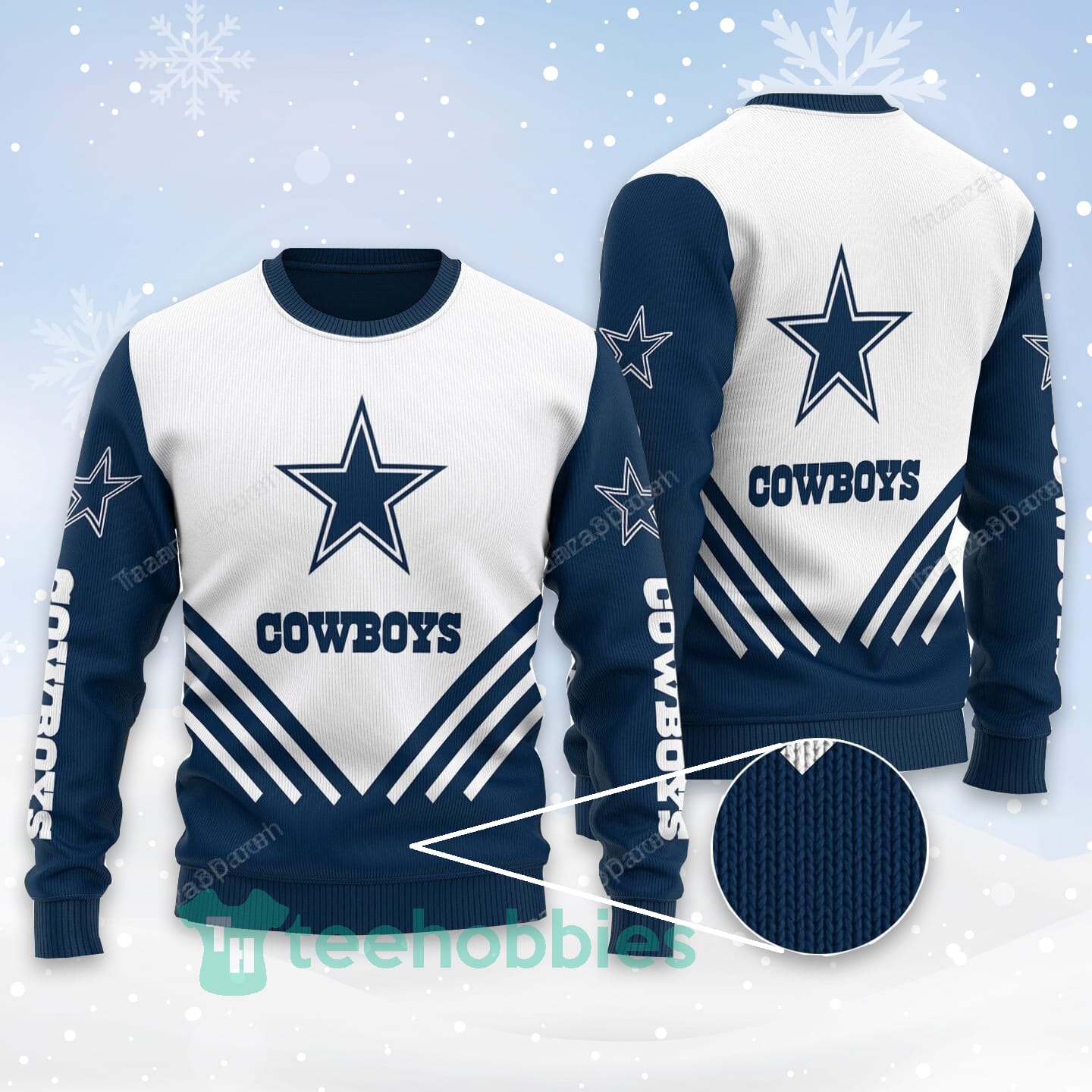 Dallas Cowboys All Over Printed White Funny Christmas Sweater
