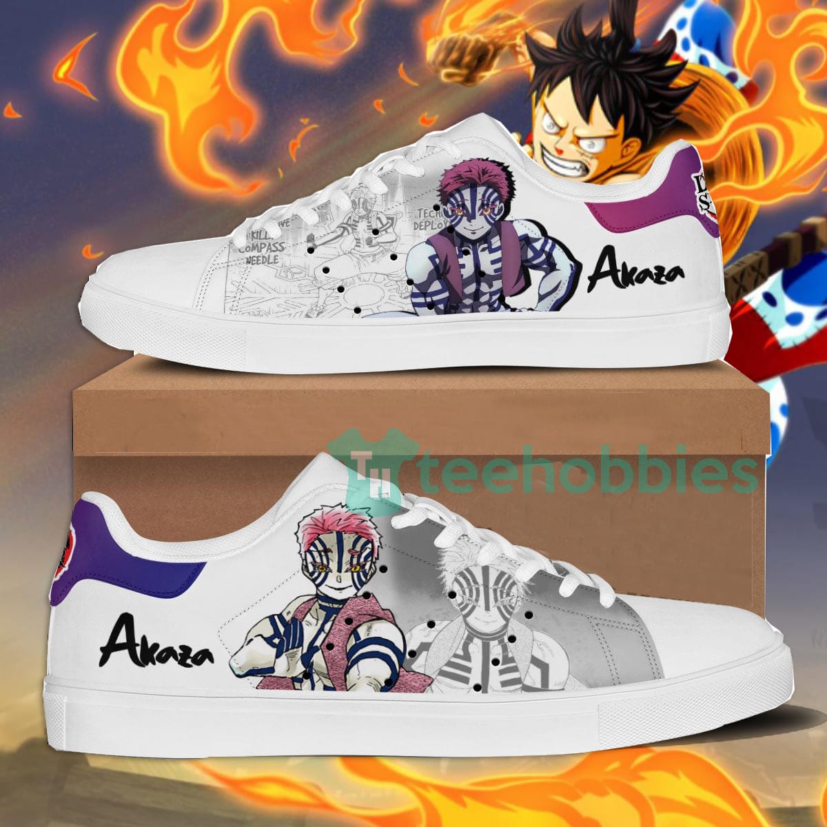 Demon Slayer Akaza Custom Anime Skate Shoes