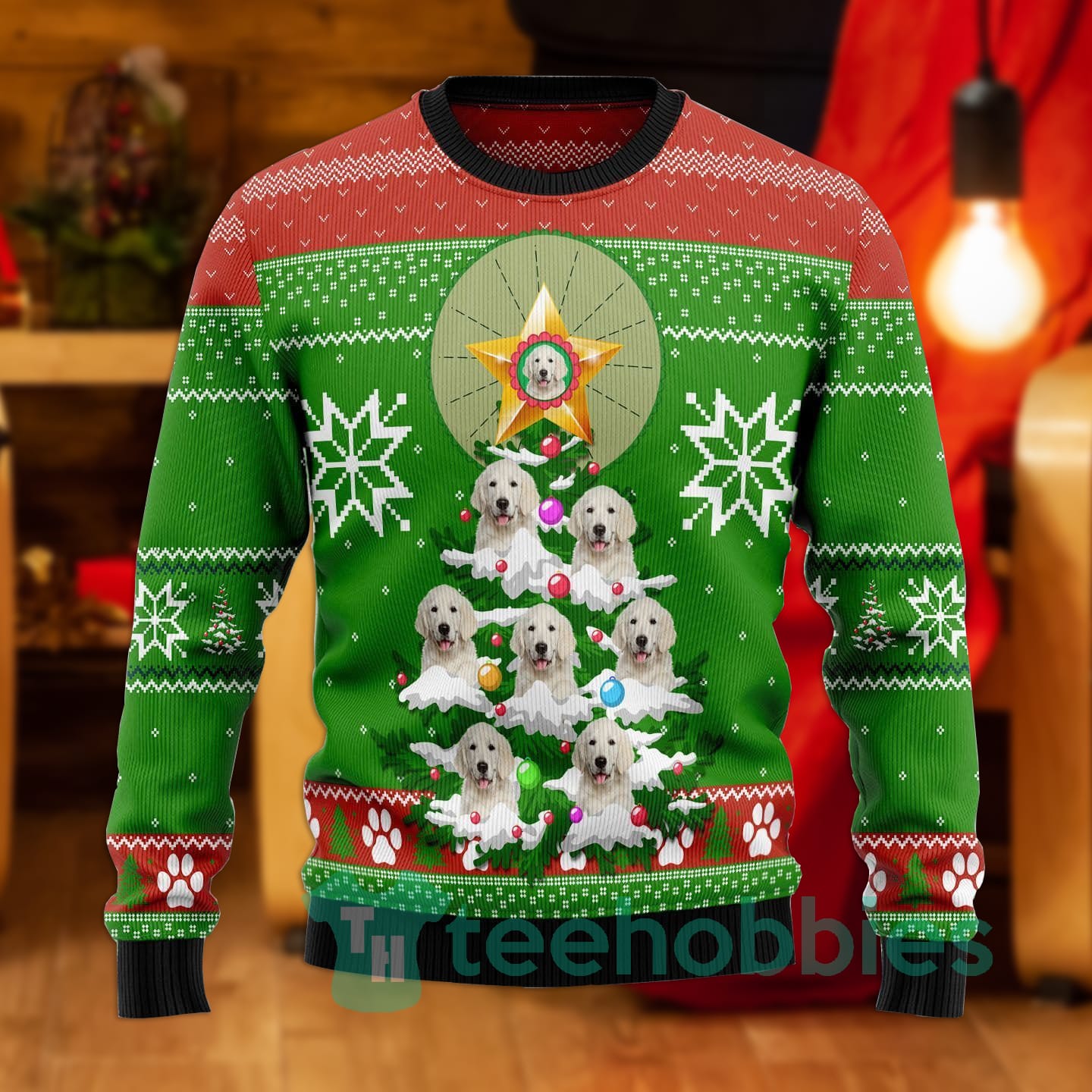 Golden Retriever Pine Christmas All Over Printed 3D Sweater Product photo 1