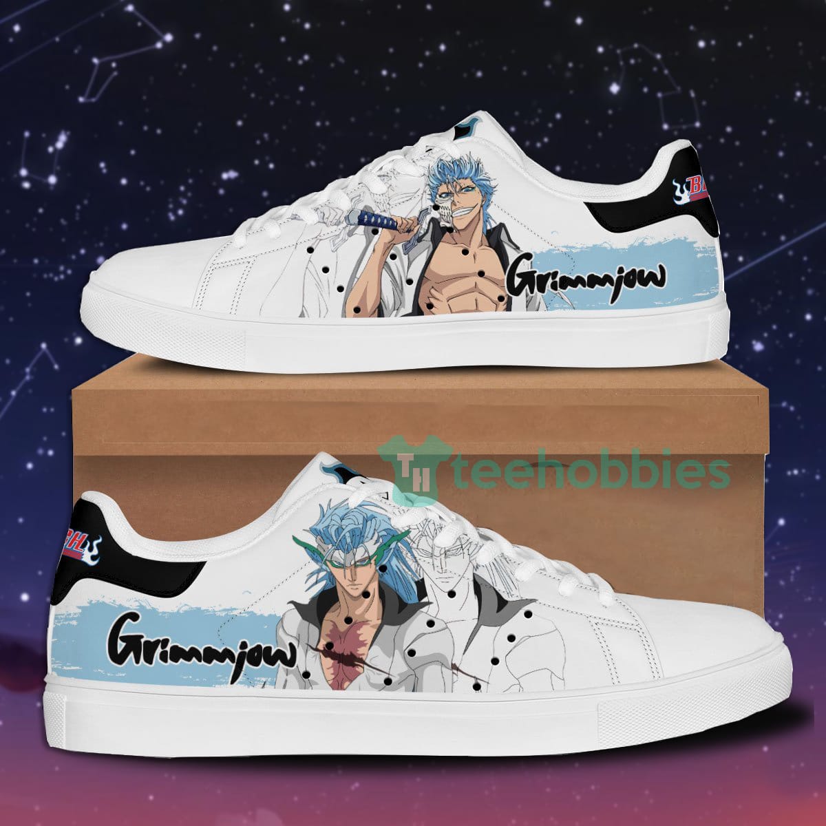 Grimmjow Jaegerjaquez Custom Anime Bleach Skate Shoes For Men And Women Product photo 1