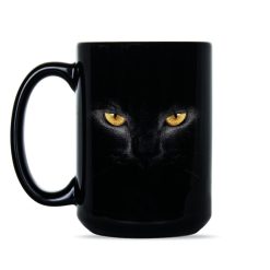 Halloween Cat Gift Cat Eyes Gift Hallowen Coffee Mug - Mug 15oz - Black