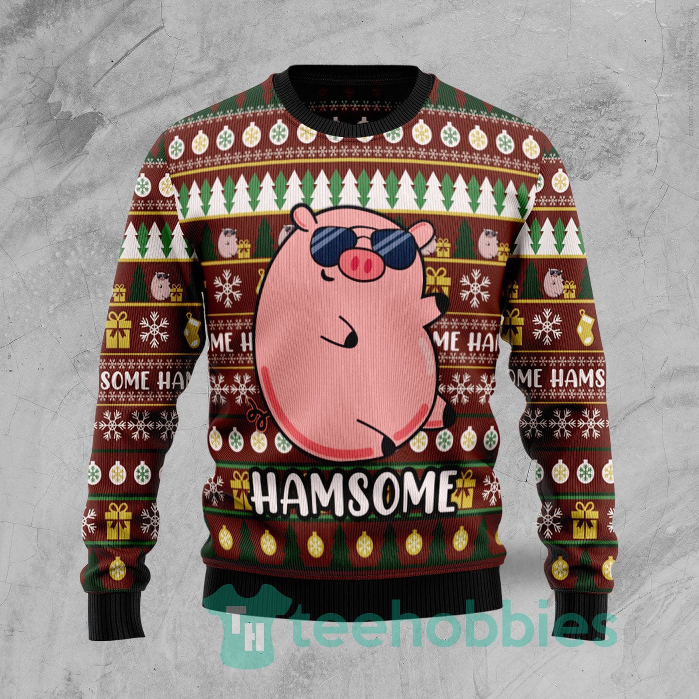Hamsome Cute Pig Christmas All Over Printed 3D Sweater