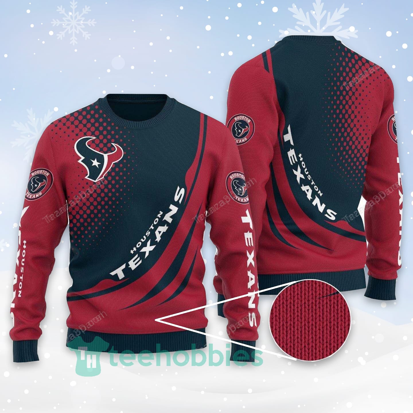Houston Texans All Over Printed Red Christmas Sweater