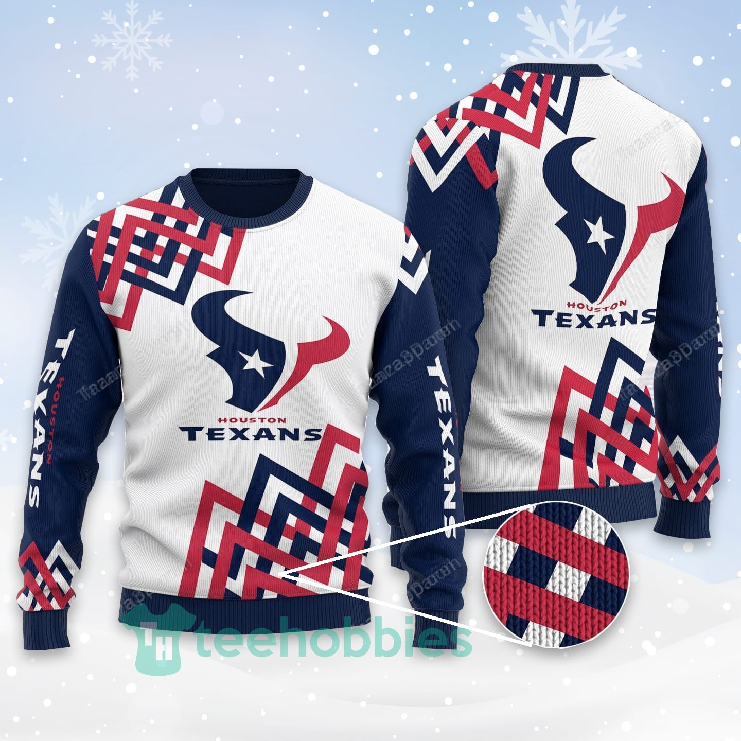 Houston Texans All Over Printed White Christmas Sweater