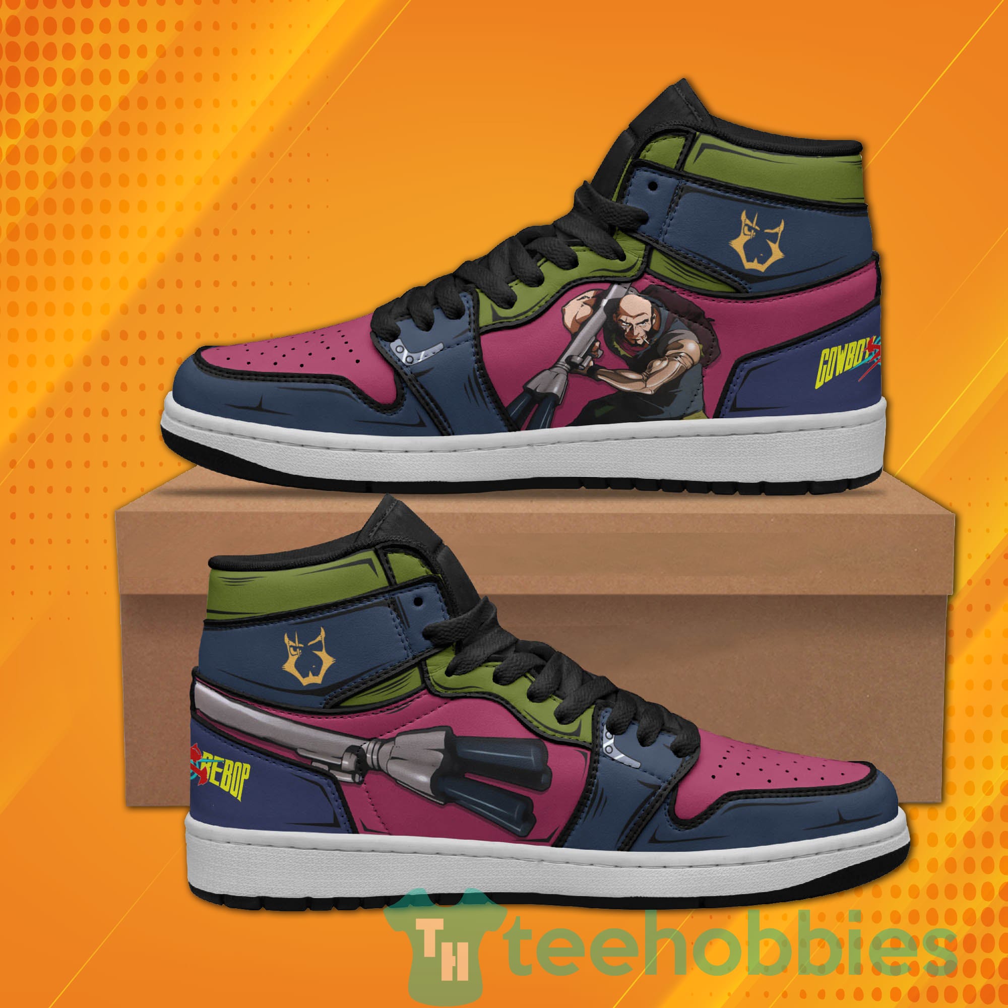 Jet Black Cowboy Bebop Anime Air Jordan Hightop Sneakers Product photo 1